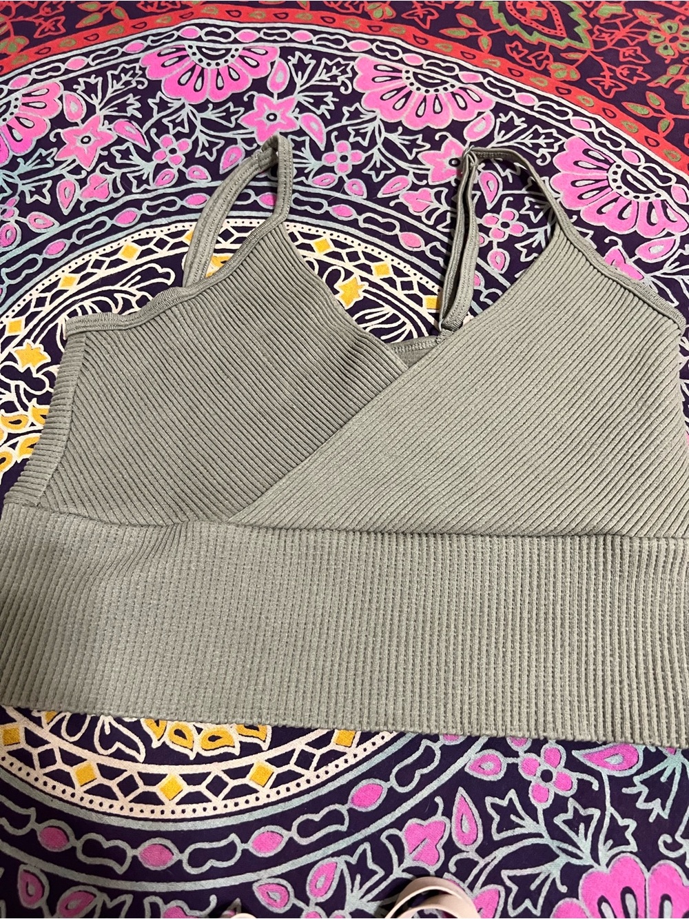 Aura Olive Green Ribbed Tank size M/L